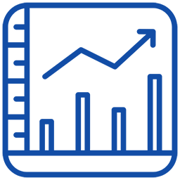 Bar chart icon depicting upward trend.