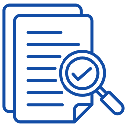 Document inspected with magnifying glass icon